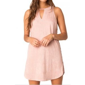 PINK SUEDE MINI DRESS